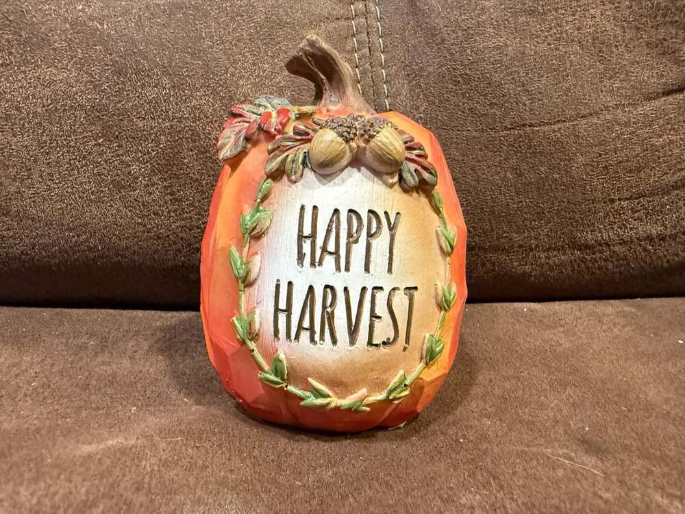 Way To Celebrate Happy Harvest Pumpkin Decor Resin